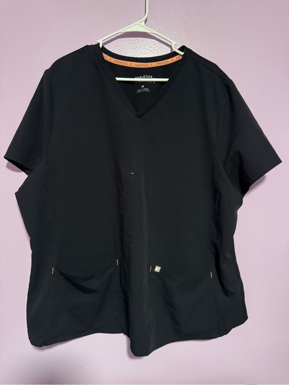 Fabletics Black Performance Top with Coral Trim
